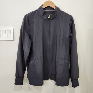 iFlex Zip Front Jacket with Knit Panels by Cherokee Scrubs Gray Womens Size XL